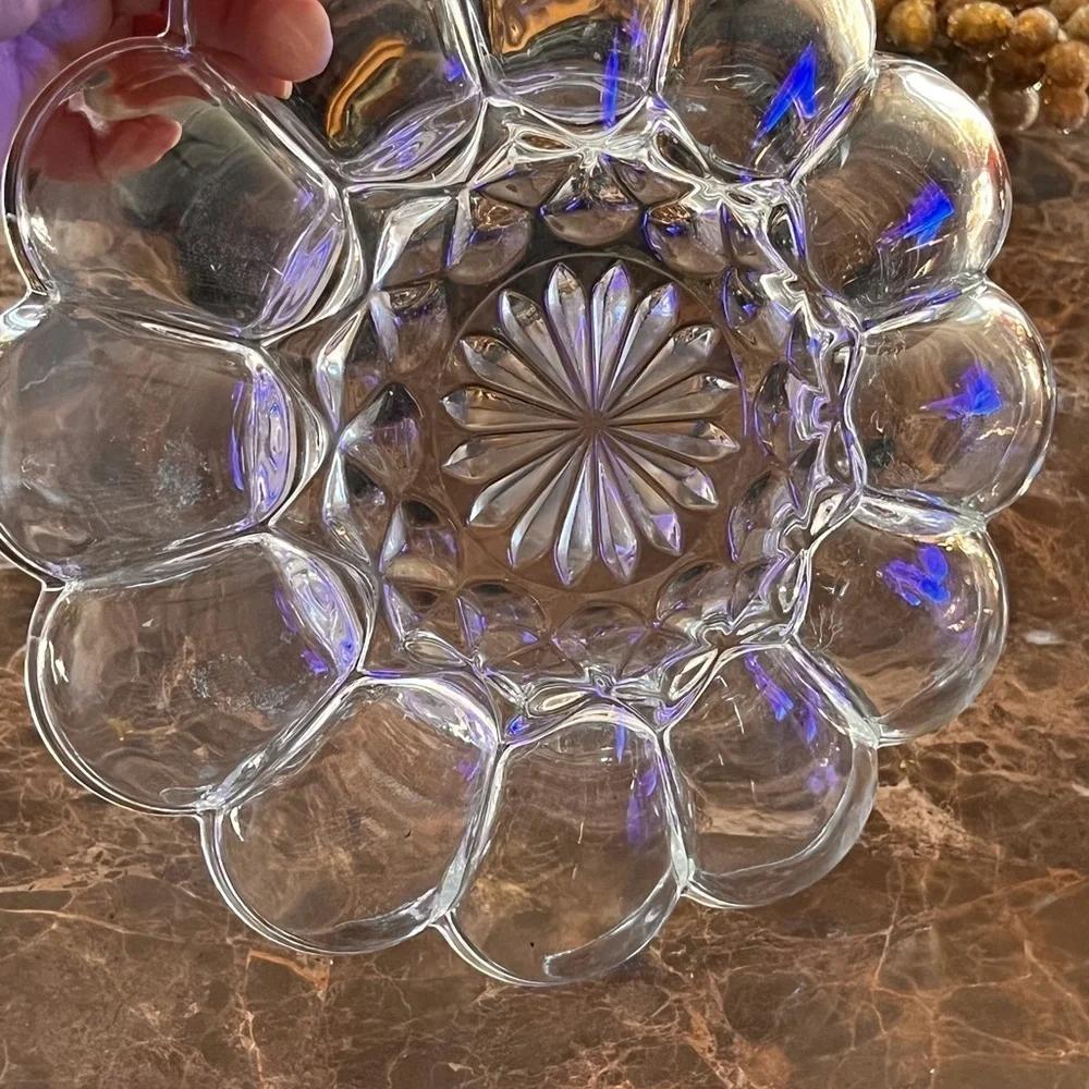Vintage Clear Glass Tray For A Dozen Eggs Serving Platter Devil Egg Appetizer